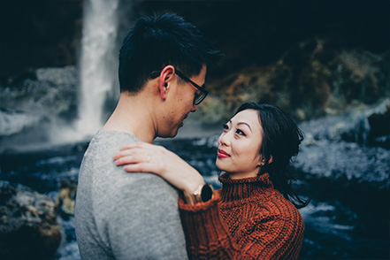 Iceland Waterfall Casual Couple Photoshooty