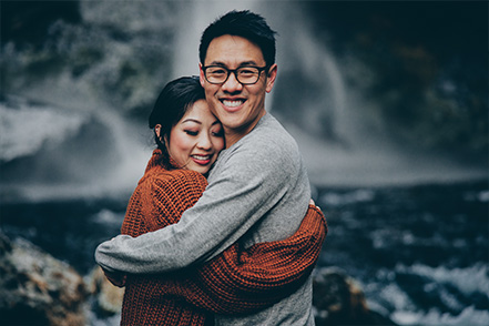 Iceland Waterfall Casual Couple Photoshoot